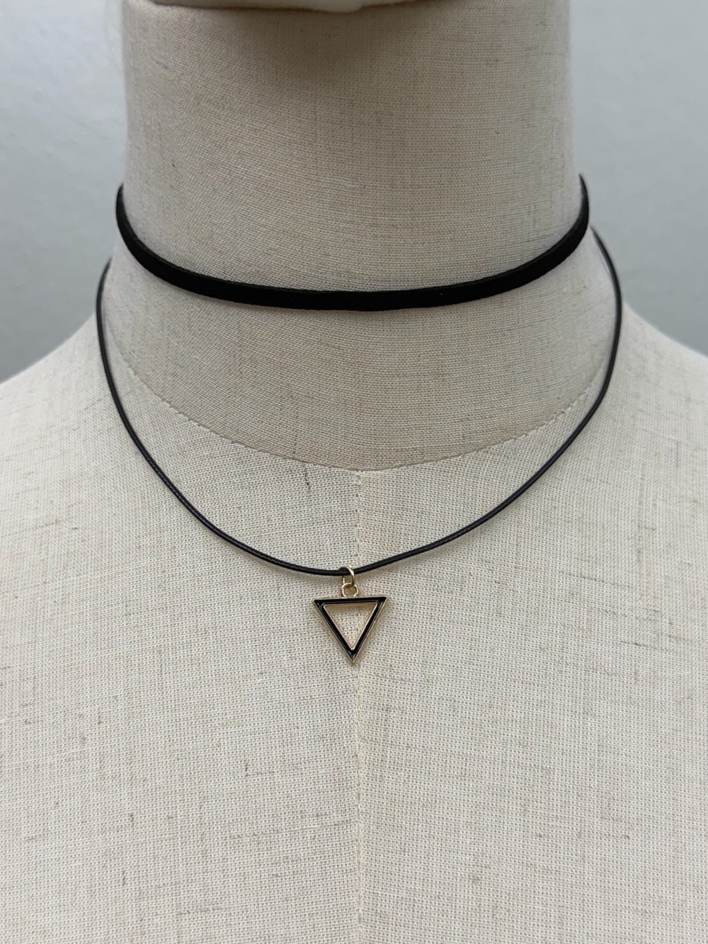 Black Triangle Layered Choker Necklace Gothic Geometric Y2K Minimalist